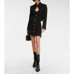 Versace Aevitas Pointy Leather Platform Ankle Boots