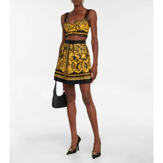 Versace Barocco High-rise Pleated Silk Miniskirt 3 Versace Barocco High-rise Pleated Silk Miniskirt