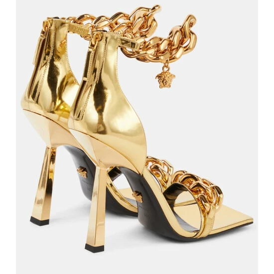 Versace Medusa Chain Metallic Leather Sandals 4 Versace Medusa Chain Metallic Leather Sandals - Image 2