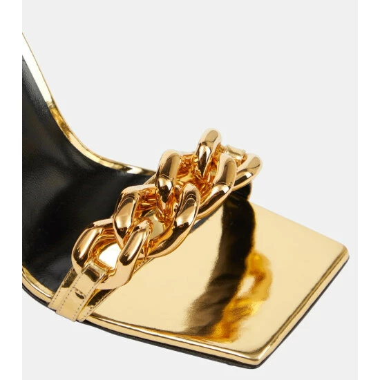 Versace Medusa Chain Metallic Leather Sandals 7 Versace Medusa Chain Metallic Leather Sandals - Image 5