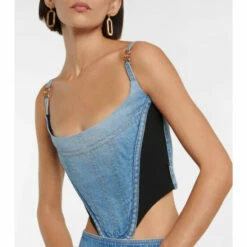 Versace Medusa Denim Corset Top -Outlet Versace Store unnamed file 1073