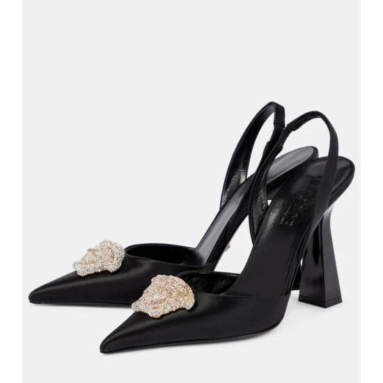 Versace La Medusa Satin Slingback Pumps 6 Versace La Medusa Satin Slingback Pumps - Image 4