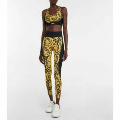 Versace Barocco Paneled High-rise Leggings