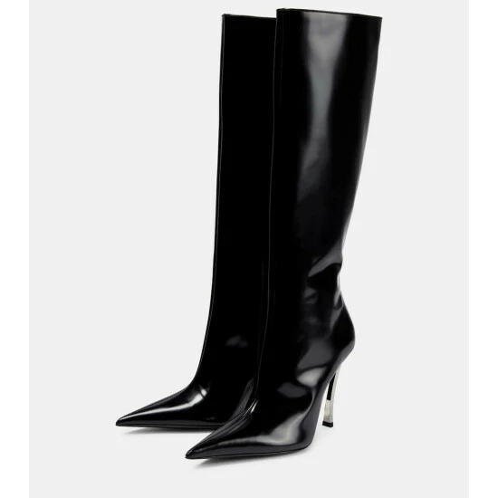 Versace Pin-Point Leather Knee-high Boots 6 Versace Pin-Point Leather Knee-high Boots - Image 4
