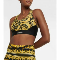 Versace Barocco Printed Racerback Sports Bra -Outlet Versace Store unnamed file 1241