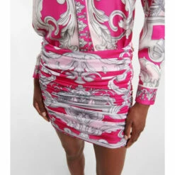 Versace Silver Baroque Ruched Miniskirt -Outlet Versace Store unnamed file 1350