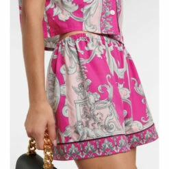 Versace Silver Baroque Cotton-blend Shorts -Outlet Versace Store unnamed file 1389