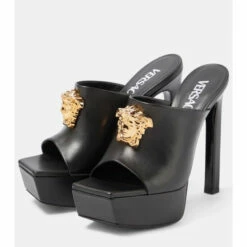 Versace Medusa Leather Platform Mules -Outlet Versace Store unnamed file 139