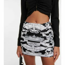 Versace Silver Baroque Ruched Miniskirt -Outlet Versace Store unnamed file 1392