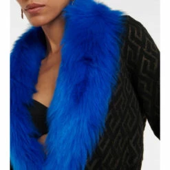 Versace La Greca Shearling-trimmed Wool-blend Cardigan -Outlet Versace Store unnamed file 1400