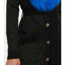 Versace La Greca Shearling-trimmed Wool-blend Cardigan -Outlet Versace Store unnamed file 1401