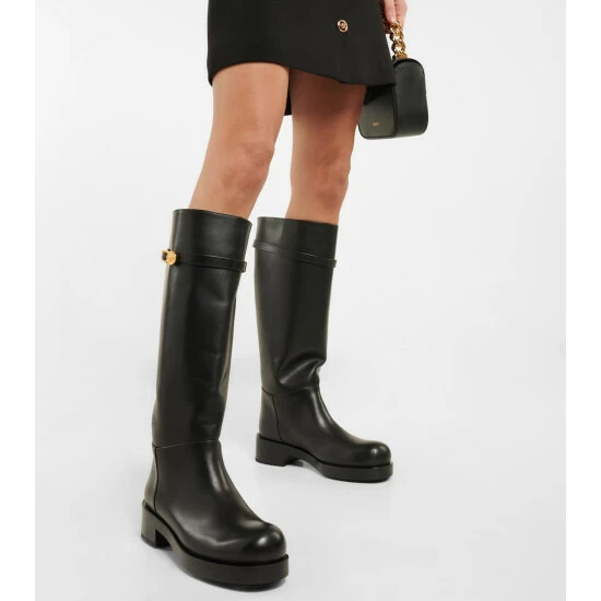 Versace Safety Pin Leather Knee-high Boots 5 Versace Safety Pin Leather Knee-high Boots - Image 3