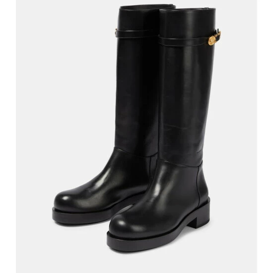 Versace Safety Pin Leather Knee-high Boots 6 Versace Safety Pin Leather Knee-high Boots - Image 4