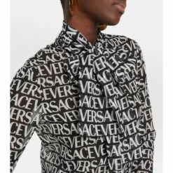 Versace Logo-print Silk Shirt -Outlet Versace Store unnamed file 149