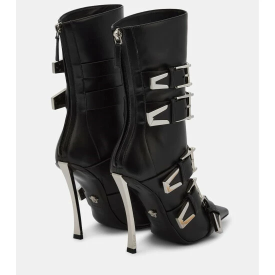 Versace Pin-Point Buckle Leather Ankle Boots 4 Versace Pin-Point Buckle Leather Ankle Boots - Image 2