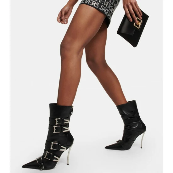Versace Pin-Point Buckle Leather Ankle Boots 5 Versace Pin-Point Buckle Leather Ankle Boots - Image 3