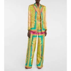 Versace Barocco Goddess Silk Wide-leg Pants