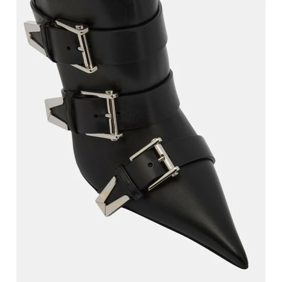 Versace Pin-Point Buckle Leather Ankle Boots 7 Versace Pin-Point Buckle Leather Ankle Boots - Image 5