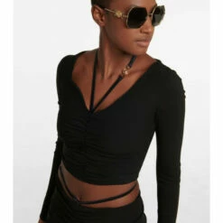 Versace Ruched Crop Top -Outlet Versace Store unnamed file 1605