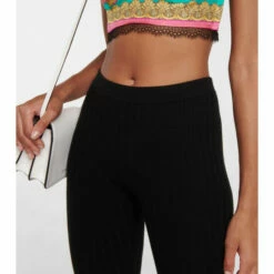 Versace Ribbed-knit Wool-blend Flared Pants -Outlet Versace Store unnamed file 1686