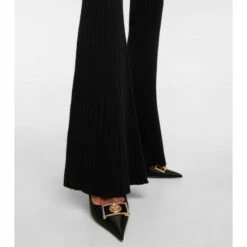 Versace Ribbed-knit Wool-blend Flared Pants -Outlet Versace Store unnamed file 1687