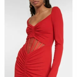 Versace Tulle-insert Ruched Jersey Midi Dress -Outlet Versace Store unnamed file 1716