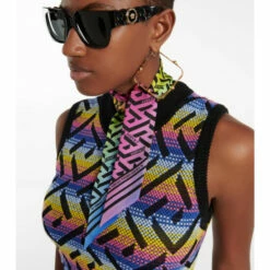 Versace La Greca Printed Silk Scarf