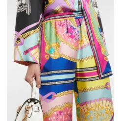 Versace I Ventagli Silk Twill Wide-leg Pants -Outlet Versace Store unnamed file 1851