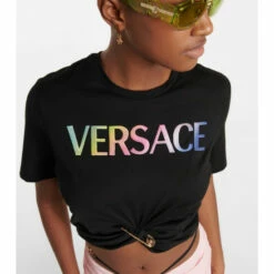 Versace Logo Cotton T-shirt -Outlet Versace Store unnamed file 1864