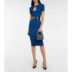 Versace La Greca Keyhole Midi Dress