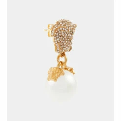 Versace Medusa Faux Pearl Drop Earrings