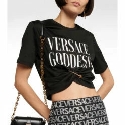 Versace Logo Cotton T-shirt -Outlet Versace Store unnamed file 254