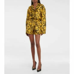 Versace Printed High-rise Silk Shorts