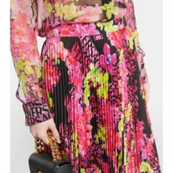 Versace Logo Orchid Pleated Midi Skirt -Outlet Versace Store unnamed file 330
