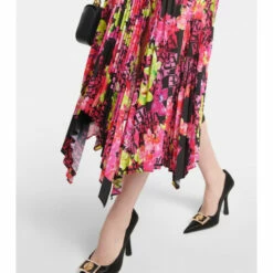Versace Logo Orchid Pleated Midi Skirt -Outlet Versace Store unnamed file 331