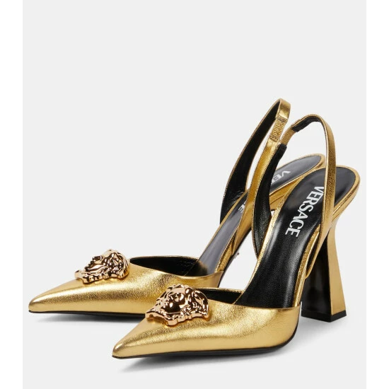 Versace La Medusa Leather Slingback Pumps 6 Versace La Medusa Leather Slingback Pumps - Image 4