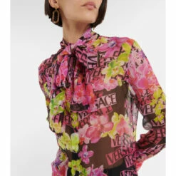 Versace Printed Silk Chiffon Blouse -Outlet Versace Store unnamed file 405
