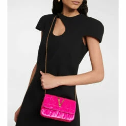 Versace Virtus Mini Velvet Shoulder Bag