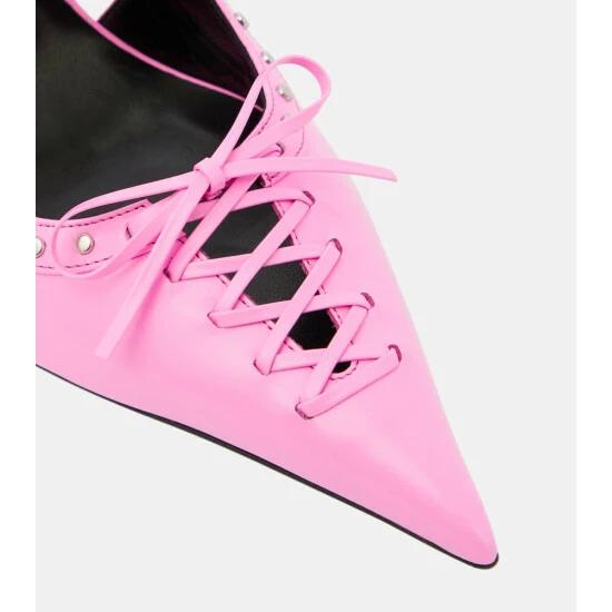 Versace Laced Leather Slingback Pumps 7 Versace Laced Leather Slingback Pumps - Image 5