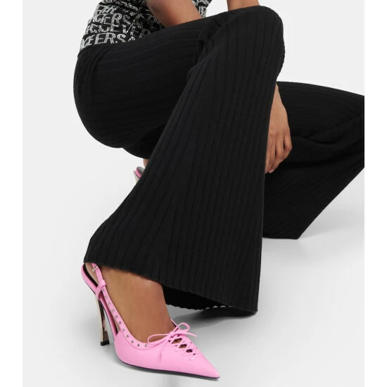 Versace Laced Leather Slingback Pumps 8 Versace Laced Leather Slingback Pumps - Image 6