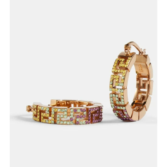 Versace Greca Crystal-embellished Hoop Earrings 5 Versace Greca Crystal-embellished Hoop Earrings - Image 3