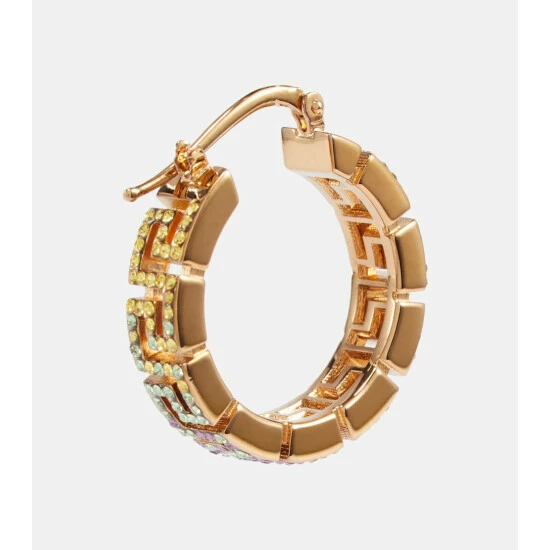 Versace Greca Crystal-embellished Hoop Earrings 6 Versace Greca Crystal-embellished Hoop Earrings - Image 4