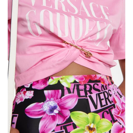 Versace Safety Pin Cropped Cotton Jersey T-shirt 6 Versace Safety Pin Cropped Cotton Jersey T-shirt - Image 4