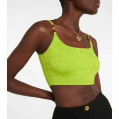 Versace La Greca Medusa Jacquard Crop Top -Outlet Versace Store unnamed file 530