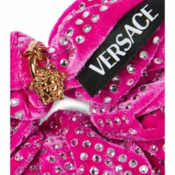 Versace Medusa Velvet Embellished Scrunchie -Outlet Versace Store unnamed file 586