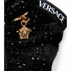 Versace Medusa Velvet Embellished Scrunchie -Outlet Versace Store unnamed file 604