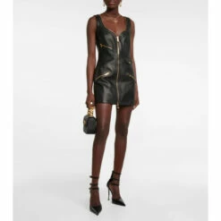 Versace Leather Zip Minidress