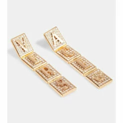 Versace Logo Crystal-embellished Earrings -Outlet Versace Store unnamed file 80