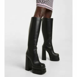 Versace Leather Platform Knee-high Boots -Outlet Versace Store unnamed file 817