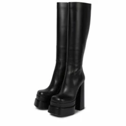 Versace Leather Platform Knee-high Boots -Outlet Versace Store unnamed file 818